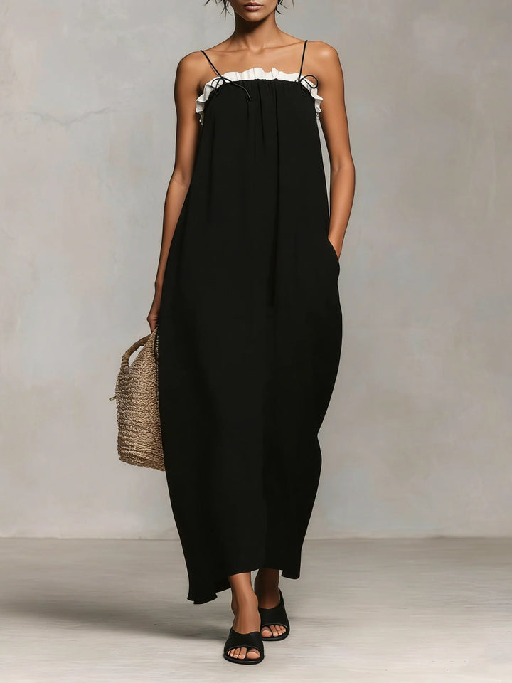 Mirelle™ | Colour Block Maxi Dress with Thin Straps