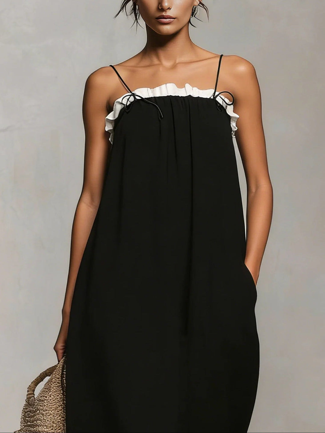 Mirelle™ | Colour Block Maxi Dress with Thin Straps