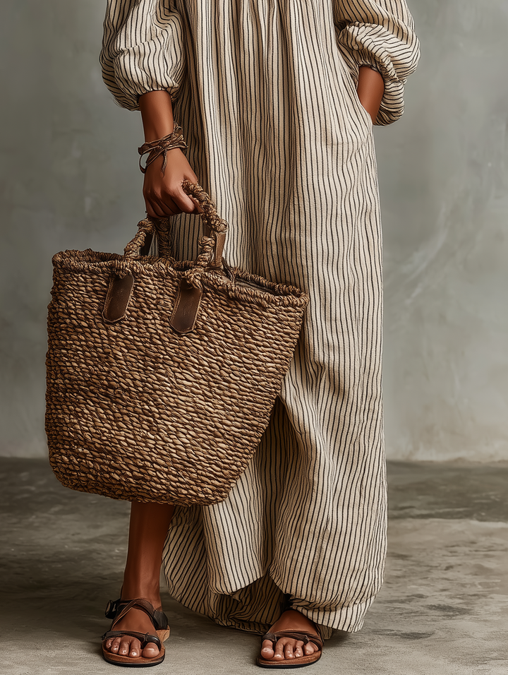 Carmen | Cotton-Linen Maxi Dress with Off-the-Shoulder Design