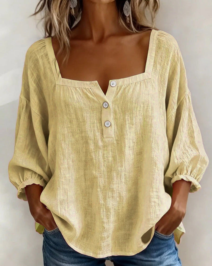 Liv | Square Neck Balloon Sleeve Shirt