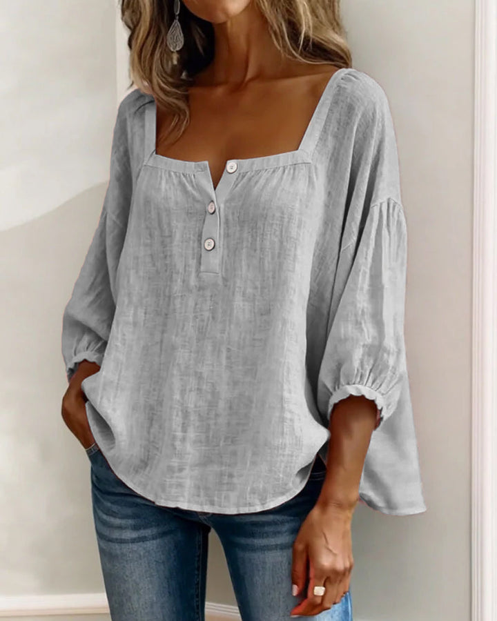 Liv | Square Neck Balloon Sleeve Shirt