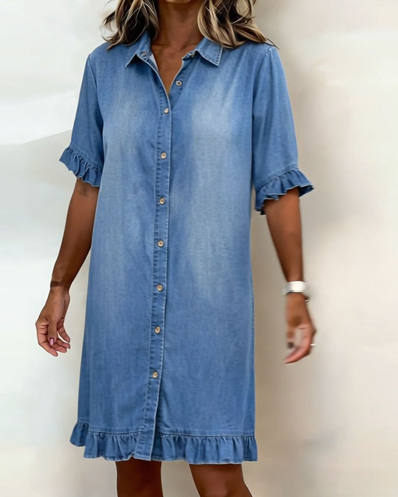 Celeste | Ruched Denim Dress
