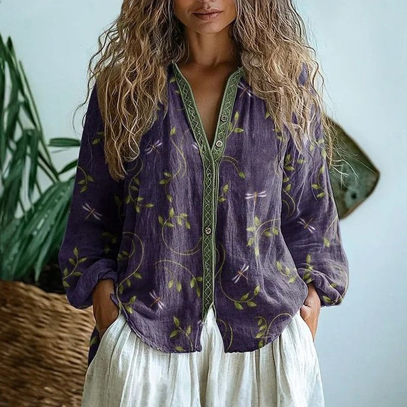 Brianna | Elegant Vintage Floral Print Blouse