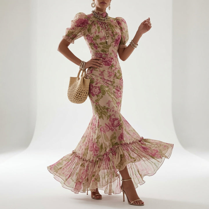 Rosalie™ | Vintage Rose Print Maxi Dress