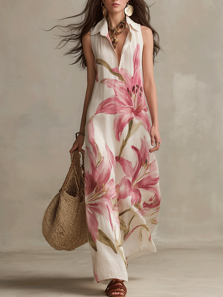 Floria | Sleeveless Floral Boho Resort Maxi Dress