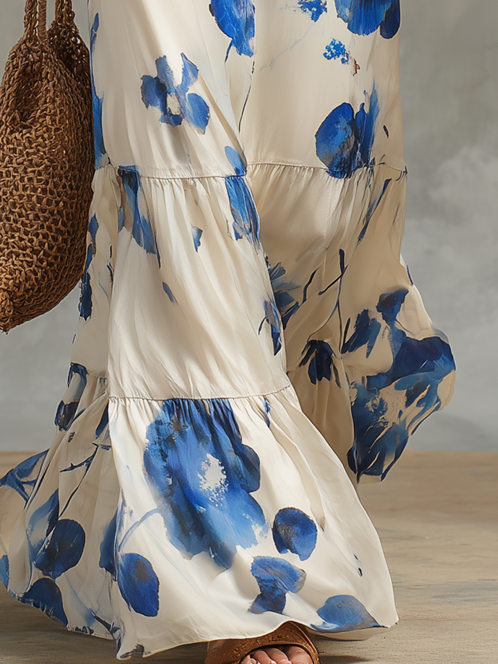 Camille | Ivory Floral Halter Maxi Dress