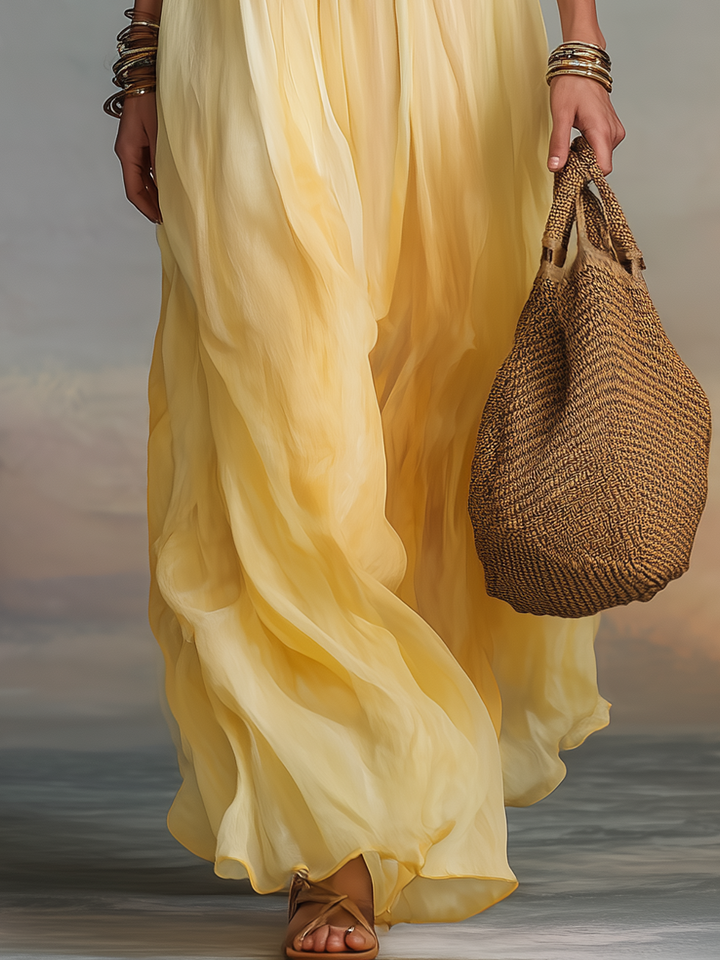 Soleil | Marigold Smocked Halter Maxi Dress