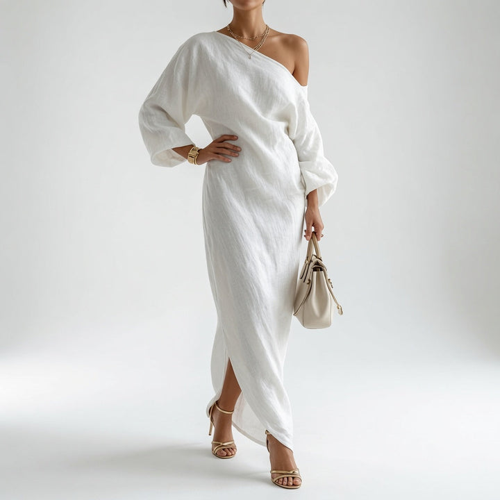 Elise™ | Elegant Off-Shoulder White Maxi Dress