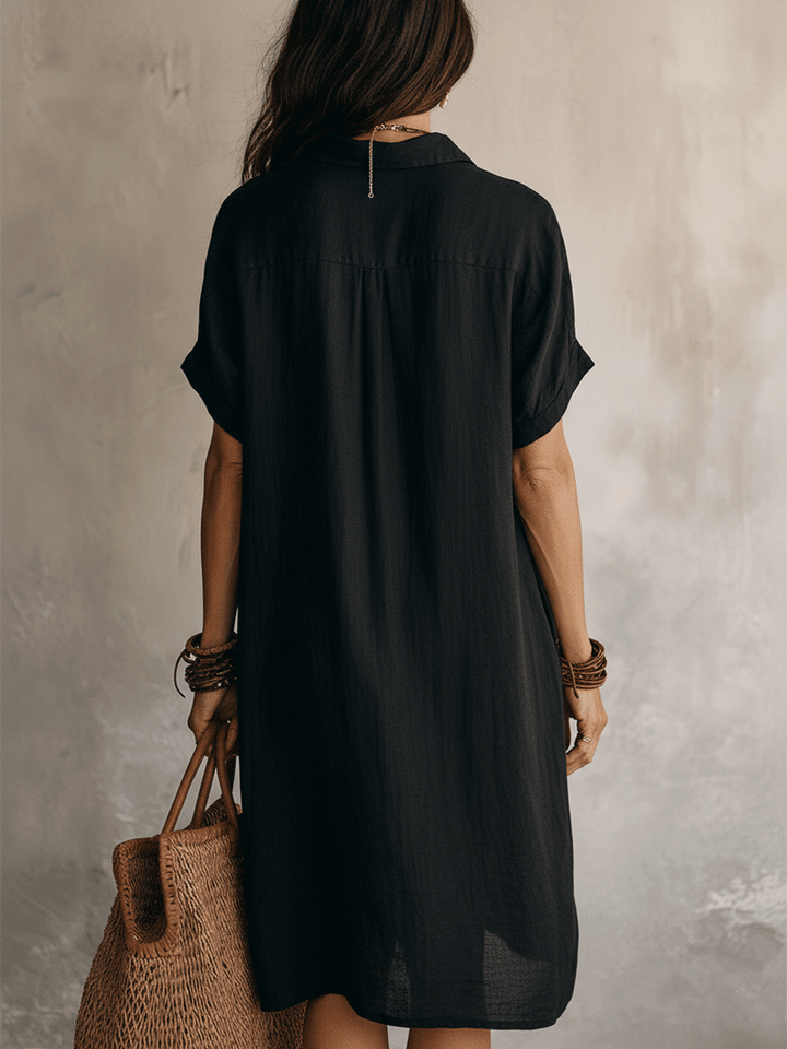 Noir Linen | Relaxed Boho Midi Dress