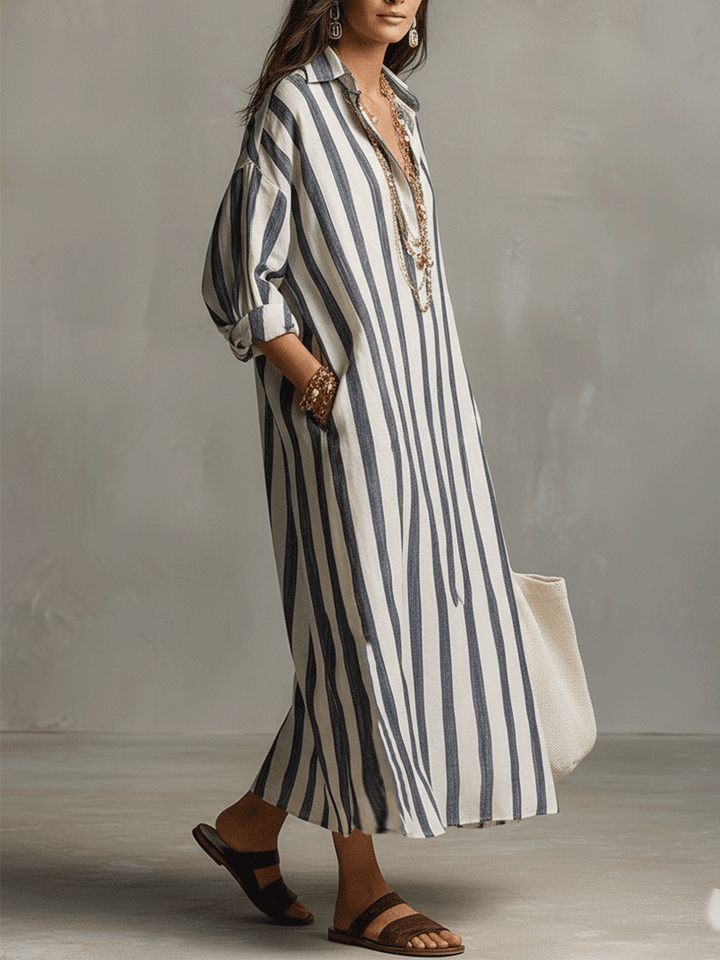 Brisa | Striped Shirt Boho Maxi Dress