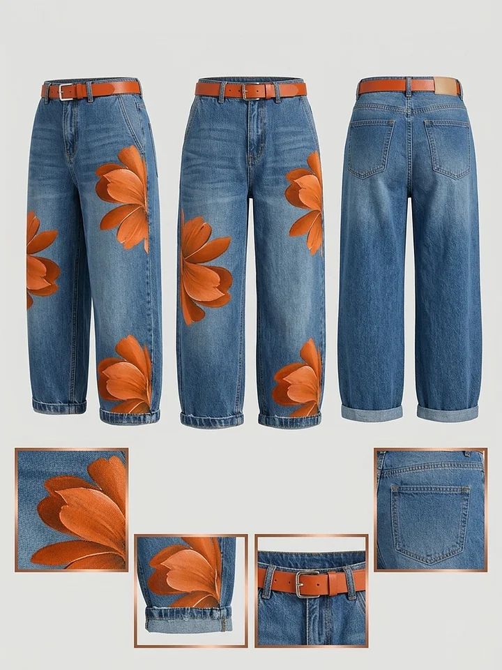 Maud | Linen Shirt Dress and Floral Jeans