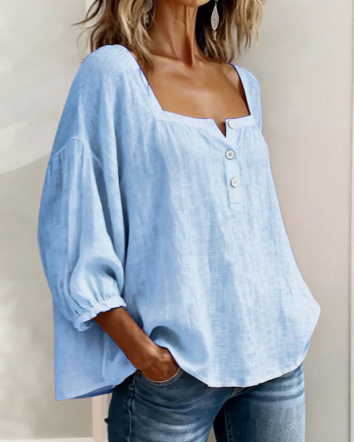Liv | Square Neck Balloon Sleeve Shirt