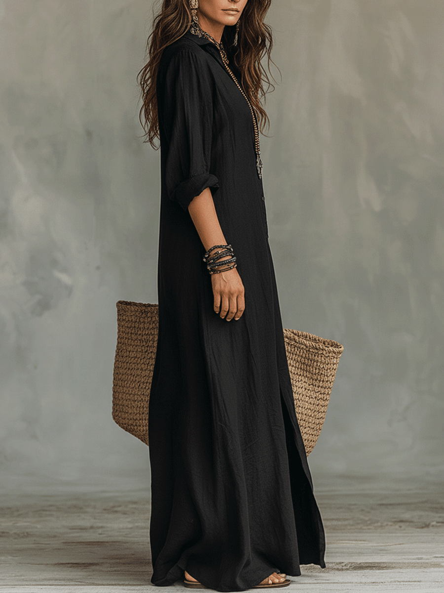Zélie | Button-Front Bohemian Maxi Dress