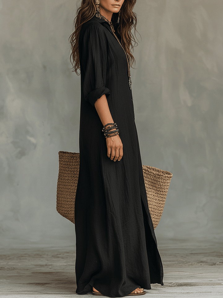 Zélie | Button-Front Bohemian Maxi Dress
