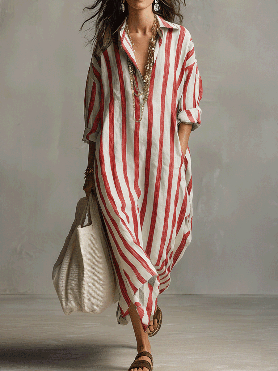 Brisa | Striped Shirt Boho Maxi Dress