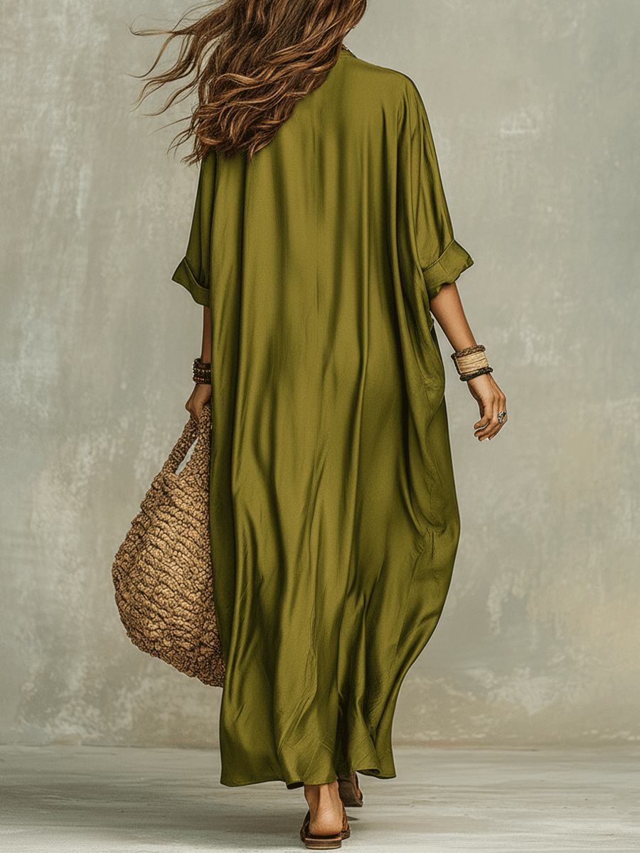 Sage | Olive Relaxed Bohemian Maxi Dress