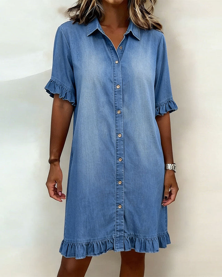 Celeste | Ruched Denim Dress