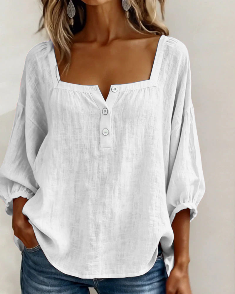 Liv | Square Neck Balloon Sleeve Shirt