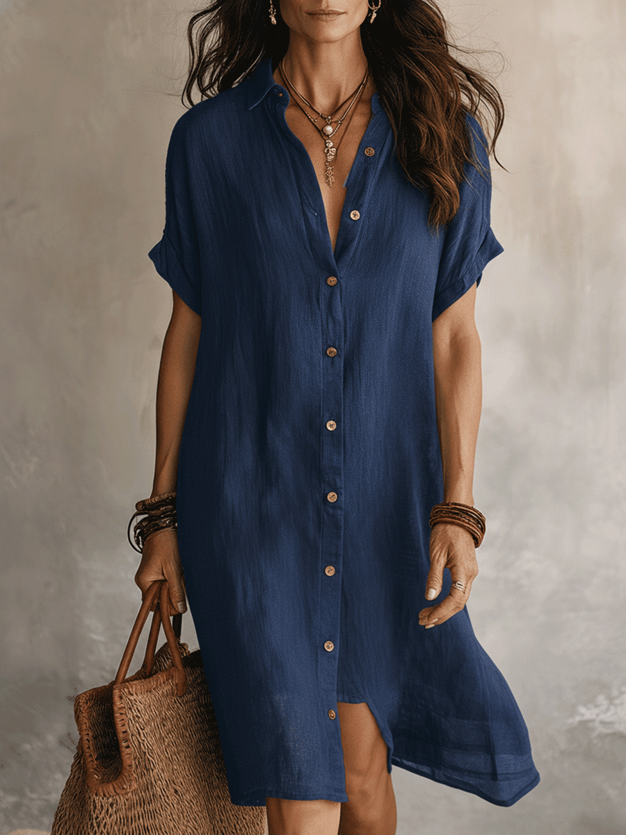 Noir Linen | Relaxed Boho Midi Dress