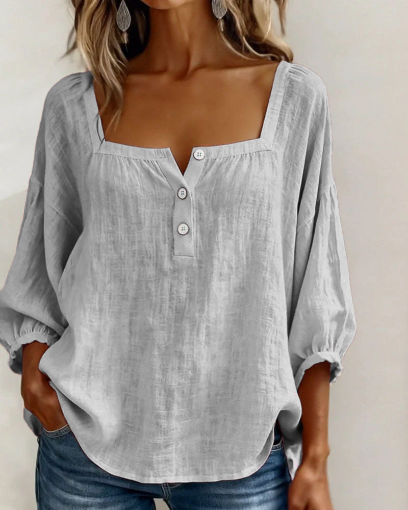 Liv | Square Neck Balloon Sleeve Shirt