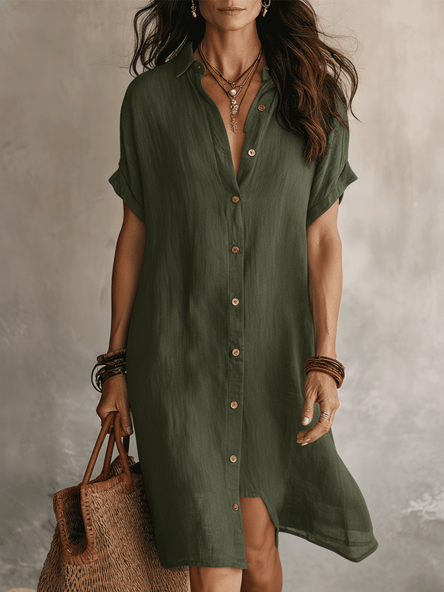 Noir Linen | Relaxed Boho Midi Dress