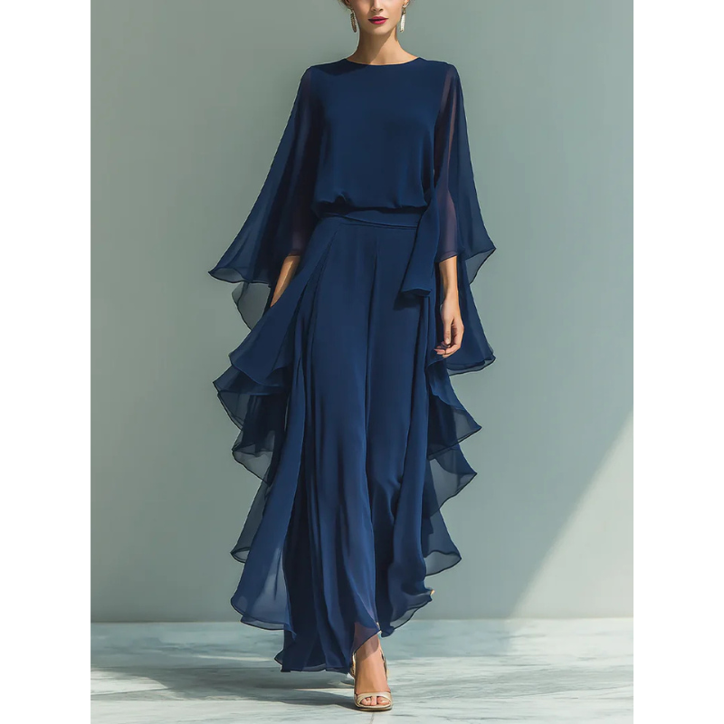 Aurora | Elegant Chiffon Suit with Ruffles