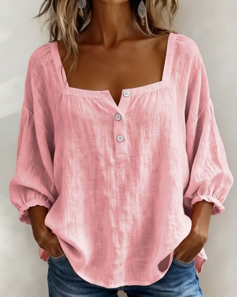 Liv | Square Neck Balloon Sleeve Shirt