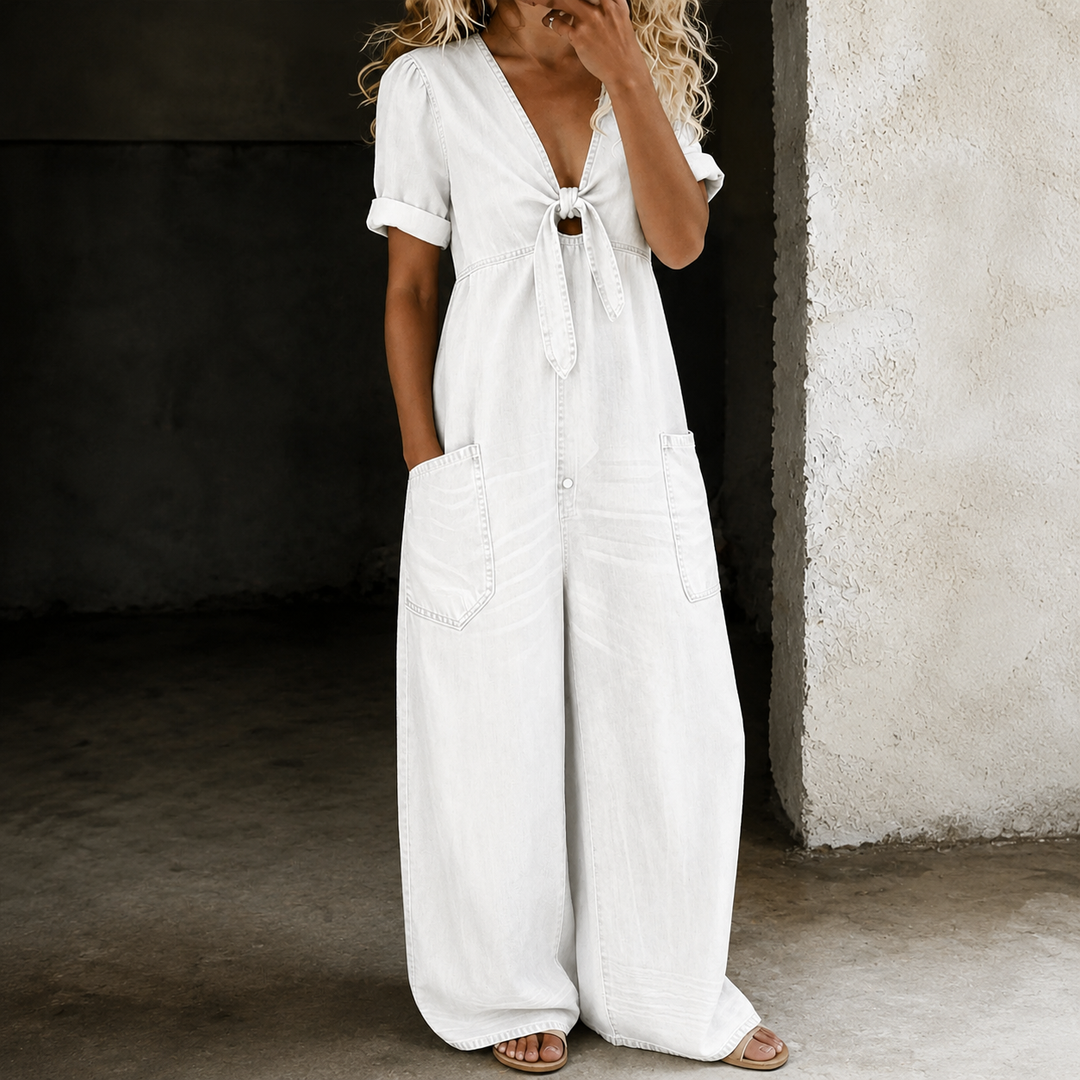 Maya | Wide Leg Denim Jumpsuit