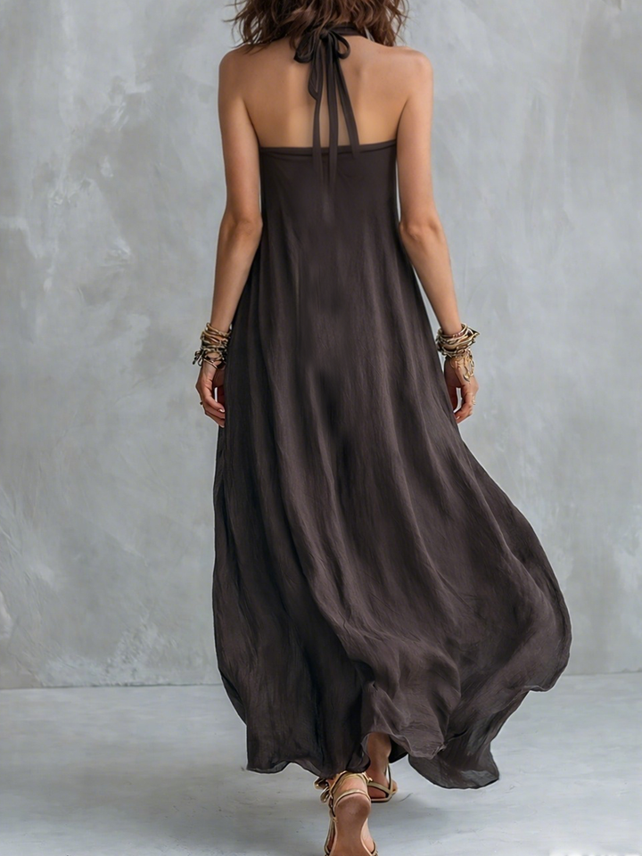 Cendre | Charcoal Off-The-Shoulder Boho Maxi Dress