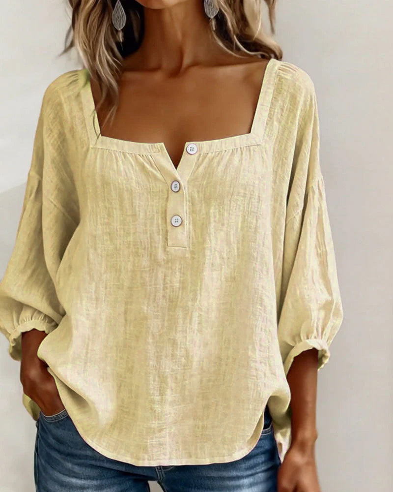 Liv | Square Neck Balloon Sleeve Shirt