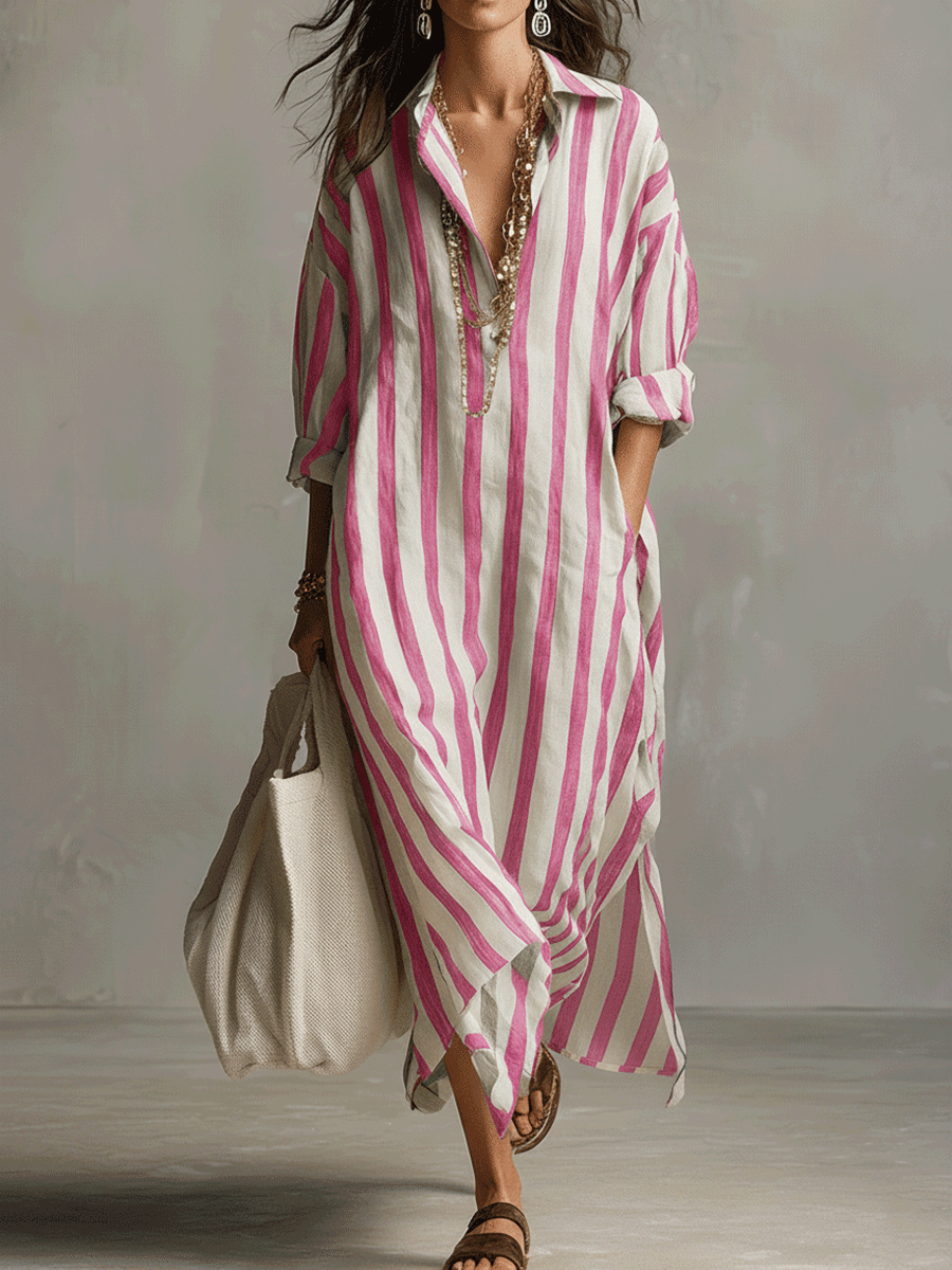 Brisa | Striped Shirt Boho Maxi Dress