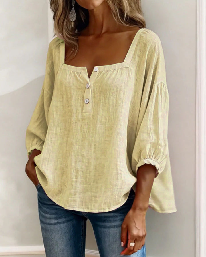 Liv | Square Neck Balloon Sleeve Shirt