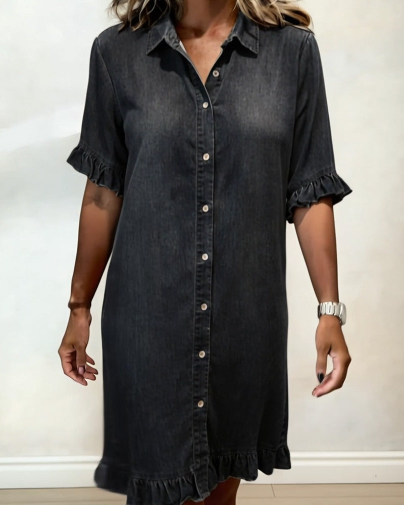 Celeste | Ruched Denim Dress