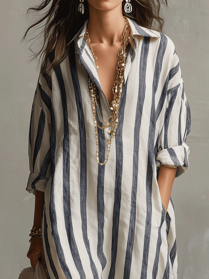 Brisa | Striped Shirt Boho Maxi Dress