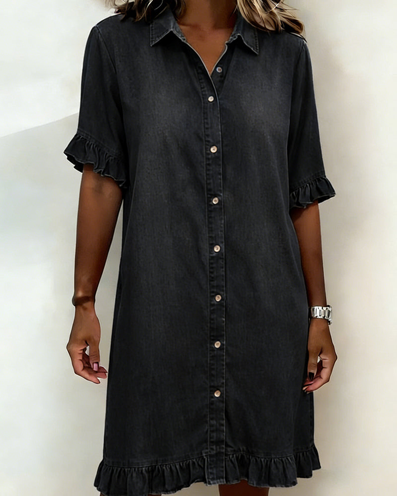 Celeste | Ruched Denim Dress