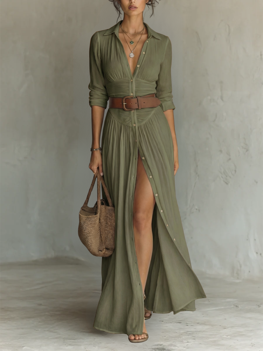 Noémie | Elegant Long Sleeve Maxi Dress