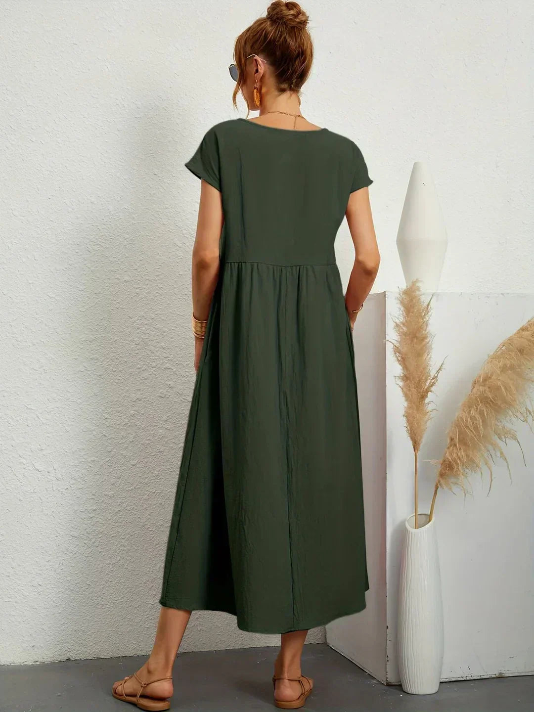 Gabrielle™ — Fluid Midi Dress Timeless Elegance