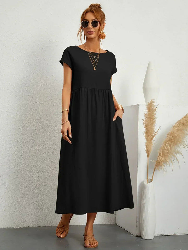 Gabrielle™ — Fluid Midi Dress Timeless Elegance