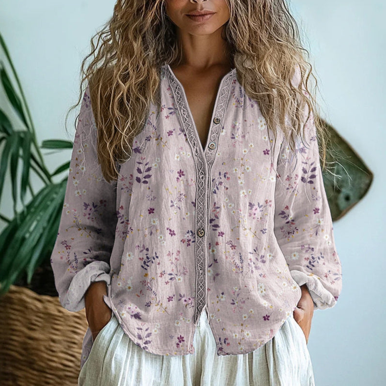 Brianna | Elegant Vintage Floral Print Blouse