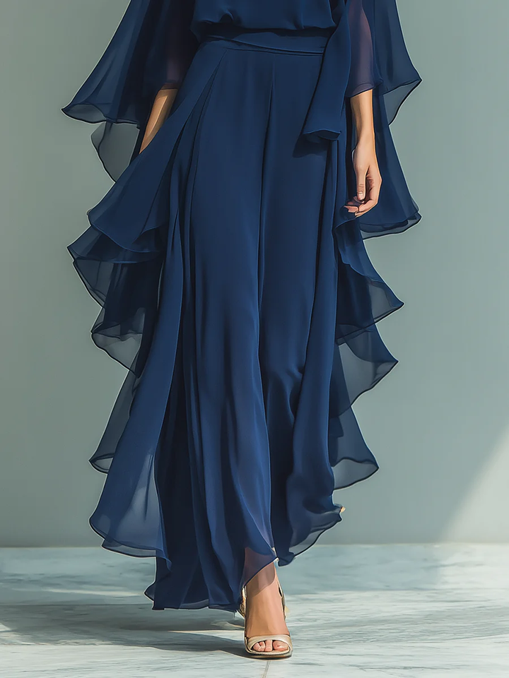 Aurora | Elegant Chiffon Suit with Ruffles