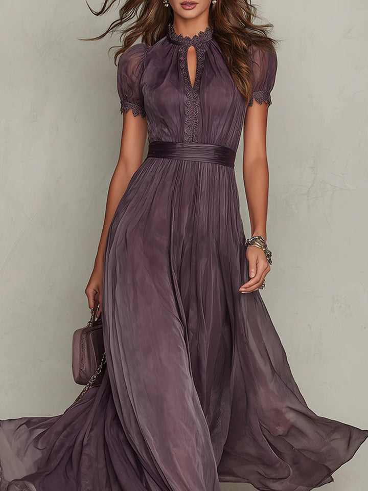 Flavia | Purple Chiffon Lace Dress