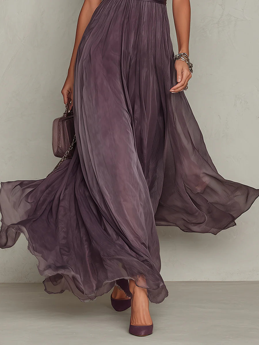 Flavia | Purple Chiffon Lace Dress
