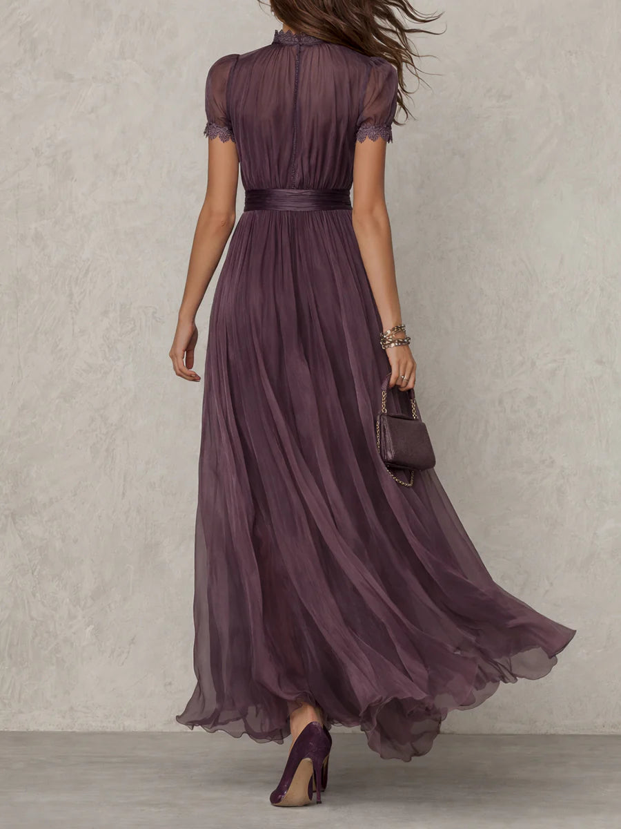 Flavia | Purple Chiffon Lace Dress
