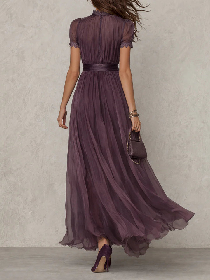 Flavia | Purple Chiffon Lace Dress