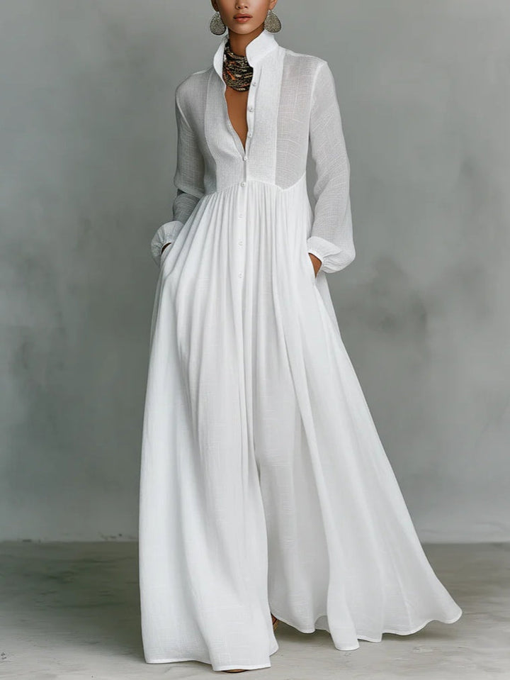 Léonie™ | Minimalist High-Neck Maxi Dress