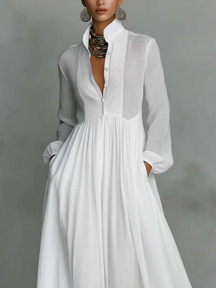 Léonie™ | Minimalist High-Neck Maxi Dress