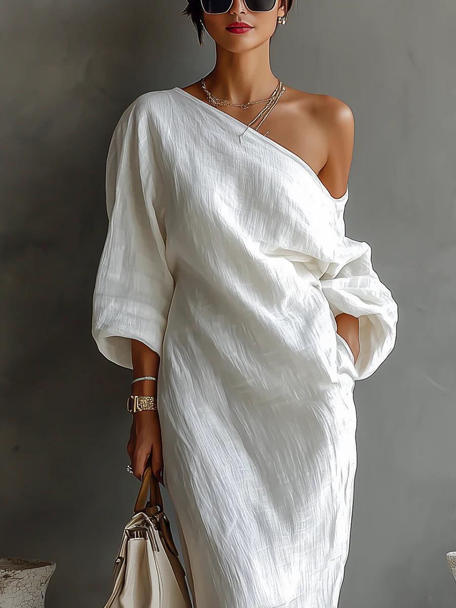 Elise™ | Elegant Off-Shoulder White Maxi Dress