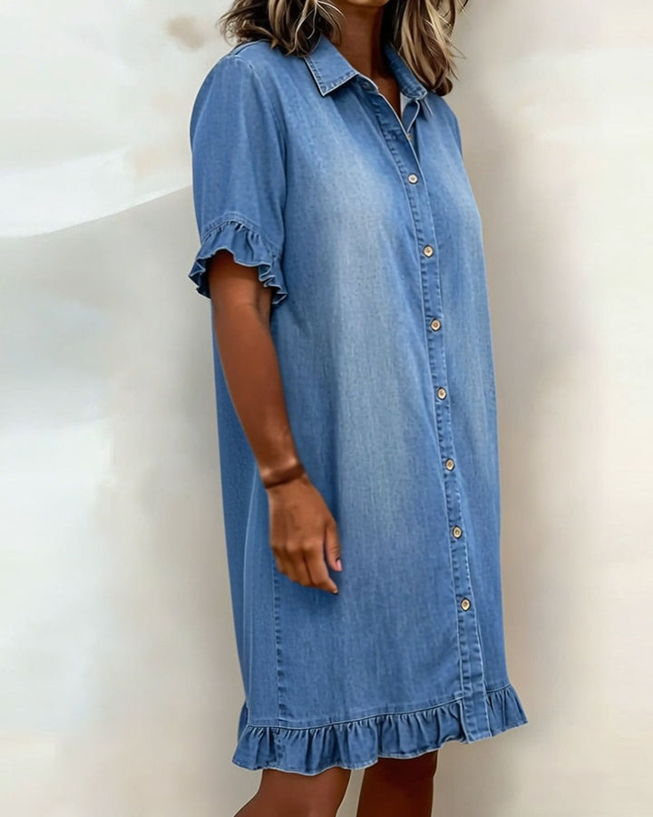 Celeste | Ruched Denim Dress
