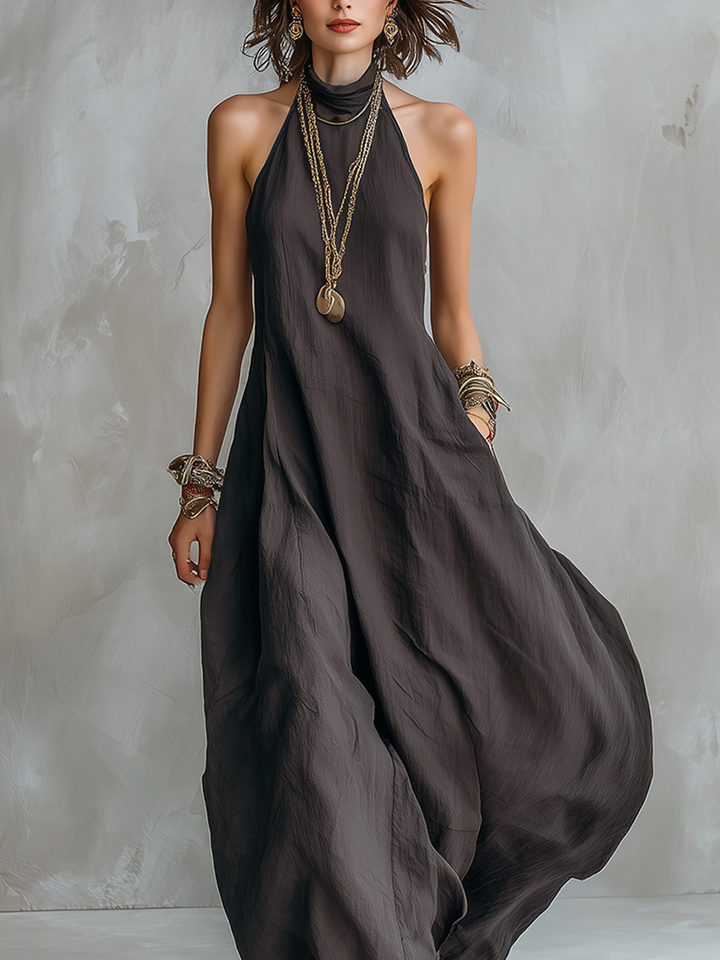 Cendre | Charcoal Off-The-Shoulder Boho Maxi Dress