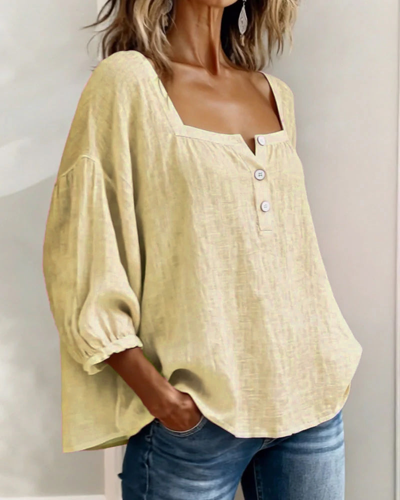 Liv | Square Neck Balloon Sleeve Shirt